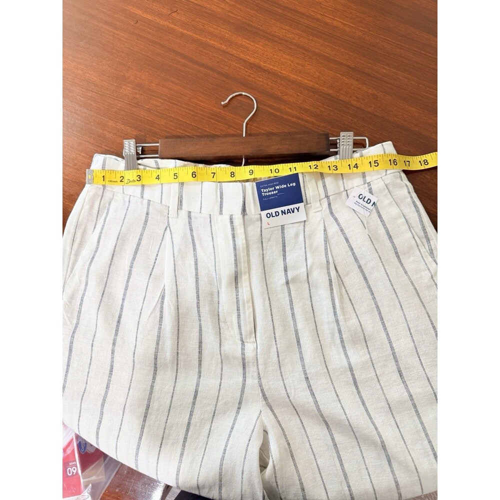 Old Navy Extra High-Rise Taylor Wide Leg Trousers Size L Striped Linen NWT - Picture 5 of 11